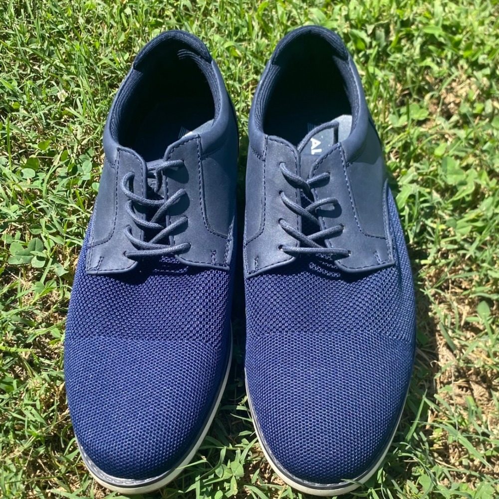 Aldo Mens Navy Blue Mesh Hybrid Dress Sneakers Lace Up Low Top Shoes Size 8